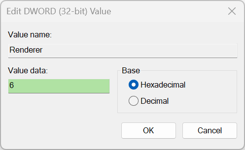 Definir o valor do Renderer