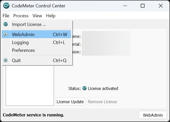 Abrir o WebAdmin do CodeMeter