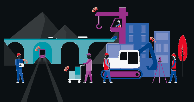 Ilustração de atividades e participantes ao longo da cadeia de valor da construção.