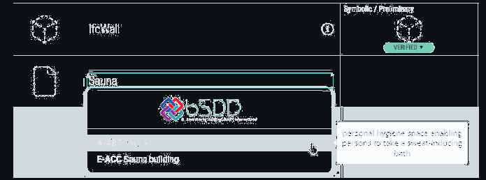 Exemplo de consulta ao conteúdo bSDD em uma interface de criação de IDS.